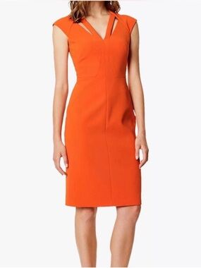 Karen Millen Orange Cutout Pencil Dress $396